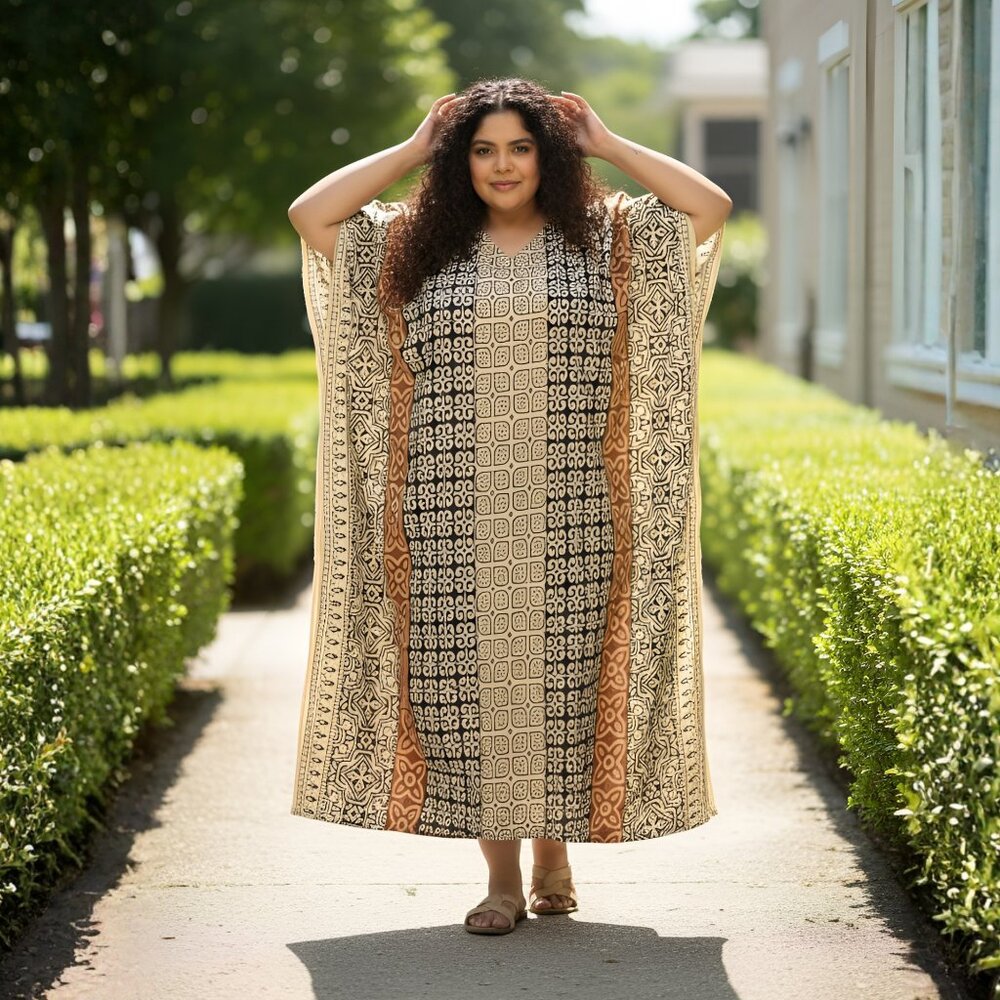 Gypsie Blu Polyester Caftan Dresses for Women Plus Size Cover Up Mumu Maxi Dress